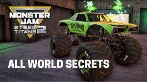 Trucks · alien invasion · blue thunder · captain's curse · doom's day · dragon · dragon (overcast) unlocked after completion of outdoor racing+ · earthshaker · el . Monster Jam Steel Titans 2 All Trucks How To Unlock Them Youtube