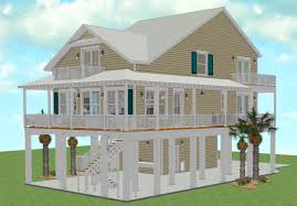 These homes typically include large windows to take in views, square footage dedicated to outdoor living spaces, and oftentimes the main floor is raised off the ground on a stilt base, so floodwaters or waves do not. Elevated Piling And Stilt House Plans Page 10 Of 32 Coastal House Plans From Coastal Home Plans Stilt House Plans House On Stilts Beach House Floor Plans