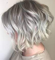 High Shine Silver Wavy Bob Hair Pale Skin Grey Blonde Hair Short Hair Styles