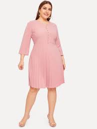 Plus Zip Back Pleated Dress Shein Sheinside Bridesmaid Dresses Plus Size Pleated Dress Fashion Dresses Casual