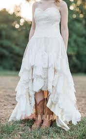 Country Wedding With Lace High Low Hem The Guinevere Dress Wedding Dresses High Low Wedding Dresses Cinderella A Line Wedding Dress