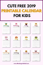 2019 Free Printable Calendar For Kids 039 Cause Children Love Cute Dowload Kids Calendar Kids Bulletin Boards Printable Calendar
