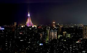 World's Tallest Empty Hotel Reborn in N. Korean Light Show | Voice of  America - English
