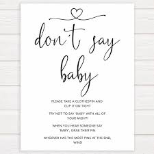 Minimalist Don T Say Baby Don T Say Baby Sign Etsy In 2021 Baby Shower Clothes Pin Game Cute Baby Shower Games Dont Say Baby Game