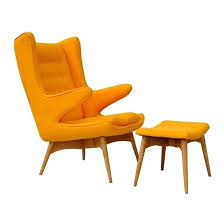 See low price in cart. Moderno Mid Century Chair And Ottoman Yellow Njmodern Furniture