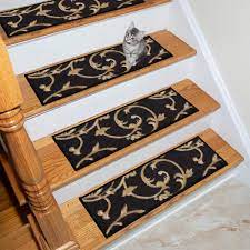 Ottomanson Ottohome Collection Black 9 In X 26 In Polypropylene Stair Tread Set Of 7 Oth3043 7 The Home Depot Stair Treads Ottomanson Black Stairs