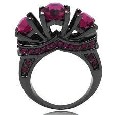 Black And Pink Rings For Her Black Gold Plated Red Stone Cluster Cocktail Ring Black Ct189k5x6ah With Images Black Rhodium Ring Black Rings Mothers Day Rings