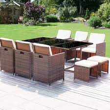 Durable and weatherproof, our picks are stylish, too, and will suit any patio. Walnew 9 Pieces Patio Dining Sets Outdoor Furniture Patio Wicker Rattan Chairs And Tempered Glass Table Sectional Set Conversation Set Cushioned With Ottoman Beige Walmart Com Walmart Com