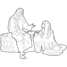Jesus said to her, give me a drink. for his disciples had. Jesus With Woman At The Well Coloring Page