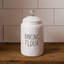 Your counter tops never loooked better! Amazon Com Small White Ceramic Baking Flour Canister With Lid And Crystal Handle Rustic Kitchen Counter Storage Container Farmhouse Home Decor Kitchen Dining