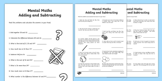 Free math worksheets for grade 1. Mental Math Addition And Subtraction Worksheets Maths