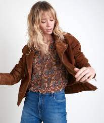 Veste en cuir biker pour femme veste en cuir de vachette noir femme veste perfecto classic (36 eu). Veste En Cuir Velours Camel Tommy Femme Maison 123