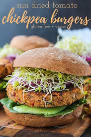Sun Dried Tomato Chickpea Burgers Recipe Chickpea Burger Vegan Dinner Recipes Vegan Dinners
