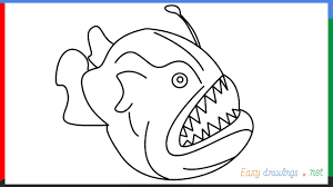 Here are some free printable anglerfish coloring pages in vector format for kids to print and color. How To Draw A Angler Fish Step By Step 11 Easy Phase Video