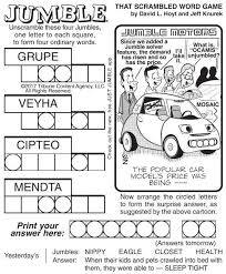 The puzzle includes scrambled letters. Jumble Puzzles Comics Poststar Com