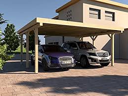 Tettoie per auto in legno di abete rosso lamellare. Carport Tettoia Piatta Avus Ii Per Auto 600 X 500 Cm Struttura In Legno Massiccio Per Edilizia Amazon It Auto E Moto
