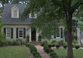 Sage Green Painted Brick With Black Shutters House Paint Exterior Brick House Exterior Makeover Exterior Brick