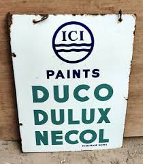 Check spelling or type a new query. Vintage Zweiseitig Emaille Schild Brett Alt Zeichen Ici Paints Duco Dulux Necol Ebay