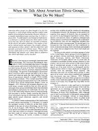 Pdf When We Talk About American Ethnic Groups What Do We Mean