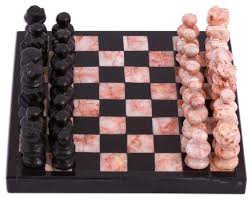 Novica Black And Pink Challenge Marble Mini Chess Set 5 Contemporary Board Games And Card Games By Novica Handcrafted fossil stone white marble chess set large board.