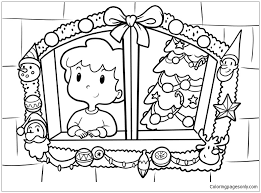 21 christmas printable coloring pages. Boy Celebrating Christmas Looks Through The Window Coloring Pages Christmas Coloring Pages Coloring Pages For Kids And Adults