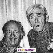The outrageous MOE HOWARD was born today in 1897 (d. 1975). We believe this  is the last known photo of Moe and Larry Fine...1974 from the Three Stooges.