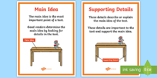 main idea and supporting details posters teacher made