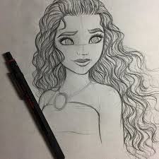 I Love This Drawing Because Of Her Very Curly And Voluminous Hair Also Because I Loved Moana Disney Drawings Sketches Disney Art Disney Drawings