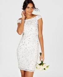 Adrianna Papell Off The Shoulder Beaded Sheath Dress Reviews Dresses Women Macy S Dresses Review Dresses Sheath Dress