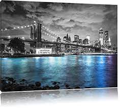 Visario leinwandbilder 6901 bild auf leinwand new york set, 4 x 20 x 20 cm. New York Skyline Am Abend Schwarz Weiss Format 60x40 Auf Leinwand Xxl Riesige Bilder Fertig Gerahmt Mit Keilrahmen Kunst City Wallpaper Skyline Canvas Prints