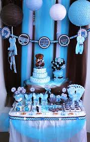 Brown Blue Teddy Bear Theme Baby Shower Party Ideas Photo 6 Of 19 Baby Boy Shower Baby Bear Baby Shower Baby Shower Inspiration