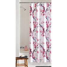 Mainstays Pink Blossom Fabric Shower Curtain Pink Shower Curtains Black Shower Curtains Blue Bathroom Accessories