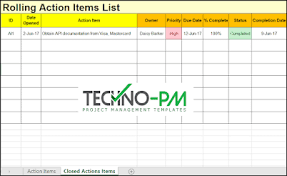 Action Items Template For Excel Excel Templates Agile Project Management Excel