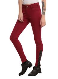 Black And Red Skinny Jeans Joan Jett Tripp Nyc Red Twill Skinny Jean Hot Topic Red Skinny Jeans Tripp Nyc Girls Jeans