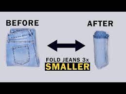 How To Fold Jeans Pant Tricks Life Hacks Fold Jeans For Travel And Save Space Youtube In 2021 Folding Jeans How To Fold Jeans Diy Clothes Life Hacks