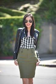 Black And White Skirt Outfit Black White Olive Plaid Shirt Outfits Gingham Shirt Outfit Spring Skirt Outfits
