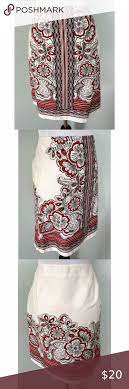 Ann Taylor Loft Red White Cotton Floral Skirt Cotton Floral Skirt Floral Lace Skirt Petite Skirt