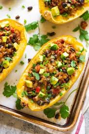 Vegetarian Taco Spaghetti Squash Boats Taco Spaghetti Baked Spaghetti Squash Recipes Spaghetti Squash Boat