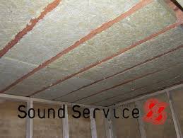 Acoustic Mineral Wool Sound Absorption Installed Between Ceiling Joists To Soundproof A Ceilin Sound Proof Flooring Sound Proofing Basement Ceiling Ideas Cheap