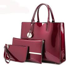 conjunto 3 bolsas feminina de luxo couro patente frete gratis bolsas de mao de couro bolsas de mulheres bolsas casuais