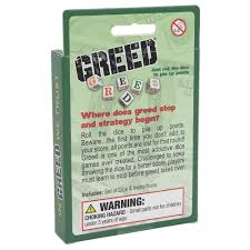 Greed, also known as 10,000, is a dice game where each player competes to be the first to reach 10,000 points. 018886023006 Greed Game By Wood Expressions Calendar Club Calendar Club Canada