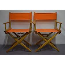 pair of hermes orange canvas telescope director s chairs new old deadstock chair hermes orange home decor