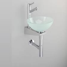 Vasque Ronde Lave Mains Design En Verre Satine Sur Support Mural Inox Lave Main Design Lave Main Petit Lave Main
