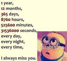 1 Year 12 Months 365 Days 8760 Hours 525600 Minutes 31536000 Seconds Every Day Every Night Every Time I Always Miss You Minion Quotes 365 Day Quotes