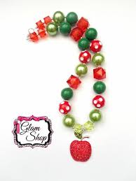 Back To School Necklace Adult Size Apple Chunky