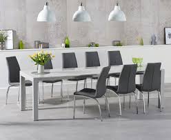 Tavola vintage brown dining table for 10. 10 Seater Light Grey High Gloss Dining Table Chairs Homegenies