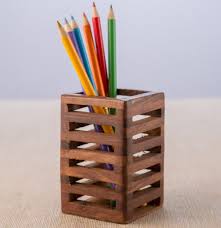 Rusticity Pen Holder Pencil Holder Wood Mesh Design For Desk Office And Home Handmade 2 5x2 5 In Wood Pen Holder Wooden Pen Holder Wood Pencil Holder