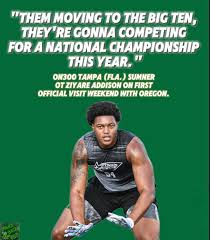 DuckZone503 | 2025 On300 Tampa (Fl.) sumner OT Ziyare Addison is ready for  his official visit with Oregon 👀🦆 (Via Max Torres on X) - (FOLLOW... |  Instagram