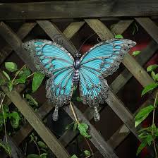 Butterfly decorations for outside wall. Laurel Foundry Modern Farmhouse Vivan Blue Butterfly Glass And Metal Outdoor Wall Decor Reviews Wayfair
