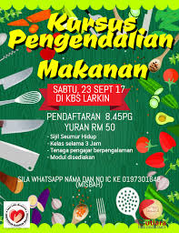 Seminar atau kursus asas pengendalian makanan bagi mendapatkan sijil pengendali makanan (yang diwajibkan kepada semua pekerja di premis makanan). Kursus Pengendalian Makanan 2017 Jadual Kursus Pengendalian Makanan Putrajaya Oktober 2017 Tak Susah Pun Nak Elakkan Perkara Ini